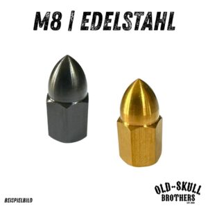 Hutmutter M8 mit Spitze Edelstahl PVD | Kratzfest Schwarz Gold Natur Custom