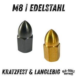 Hutmutter M8 mit Spitze Edelstahl PVD | Kratzfest Schwarz Gold Natur Custom
