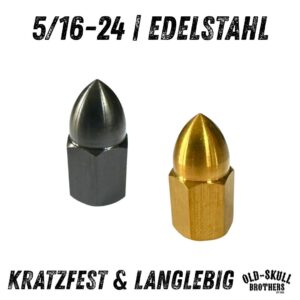Hutmutter 5/16-24 mit Spitze Edelstahl PVD | Kratzfest Schwarz Gold Natur Custom