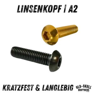 Linsenkopfschrauben ISO 7380-1 Edelstahl PVD | M4 - M8 Schwarz Gold | 10/25 Stück