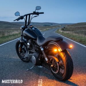 Alu LED-Blinker rund | schwarz eloxiert | E-geprüft